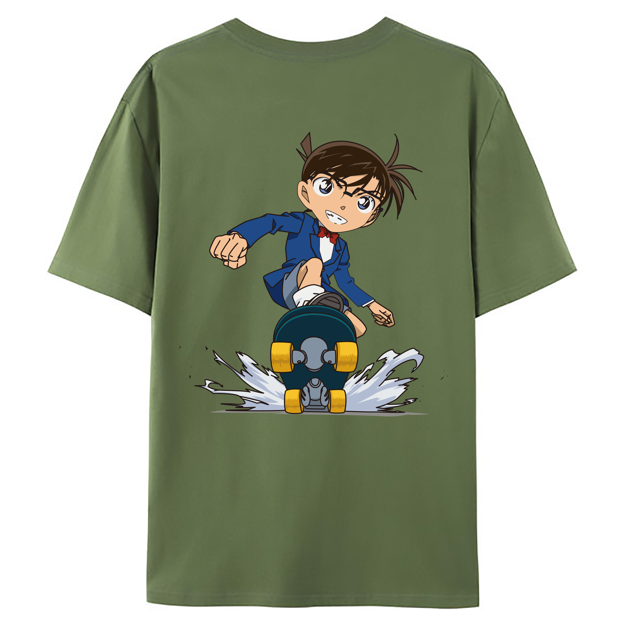 （画像用） 名探偵コナン 江戸川 コナン Detective Conan Conan Edogawa 綿100％ メンズ半袖Tシャツ（バックプリント） 通気性
